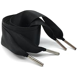 WEGOODZF Satin Ribbon Shoe Laces: 3CM Wide Black