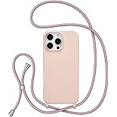 ZTOFERA for iPhone 16 Pro Case with Strap,Crossbody Phone Case with Adjustable Neck Shoulder Lanyard,Soft Silicone Shockproof Protective Phone Cover for iPhone 16 Pro 6.3 inch-Pink