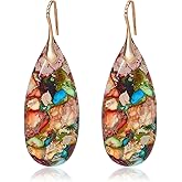 Wovanoo Natural Stone Earrings Waterdrop Stone Dangle Earrings for Women