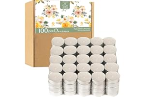 Welburn Veda&Co™ Tealight Candles - Pack of 100, 4 to 4.5 Hours Burn Time, Smokeless Unscented Tea Light 100% Fully Refined Paraffin Wax, Dripless, Christmas, Weddings Home Decor, Shabbat,