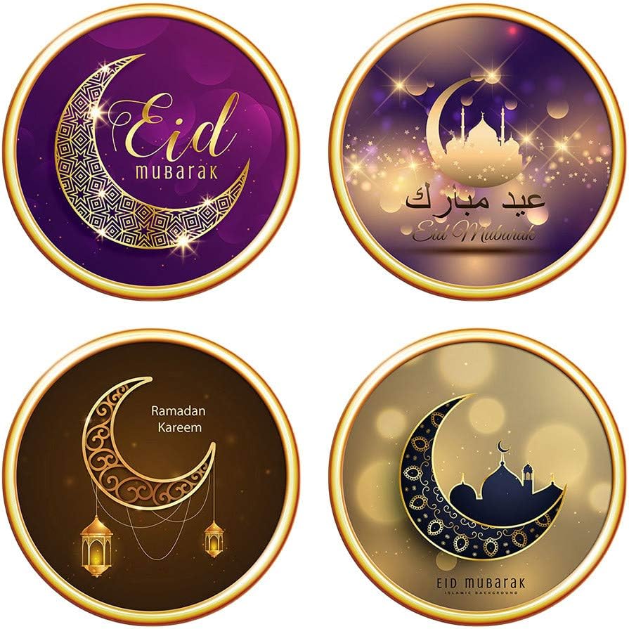 RYGHEWE 4pcs Decorative Painting Home Decoration Muslim Ramadan Ramadhan Kareem Islam Waterproof Wall Sticker B