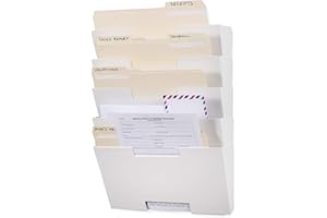 Wallniture Lisbon Metal Wall File Holder Organizer, Wall Mount File Holder, 5-Tier Office Decor and Magazine Holder, File Folders Letter Size White Rack