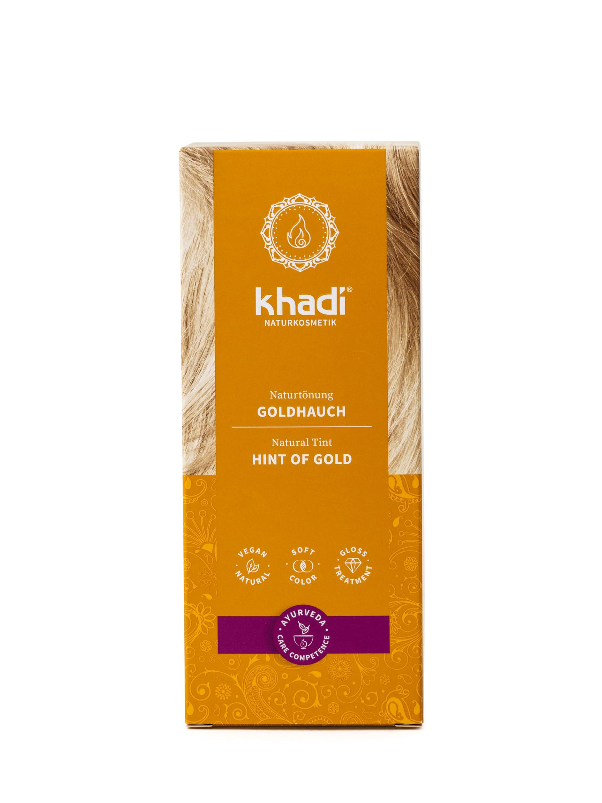 khadi HINT OF GOLD Natural Hair colour - Hair colour for shiny golden shimmer, golden blonde to brilliant copper - 100% herbal & natural - 100g