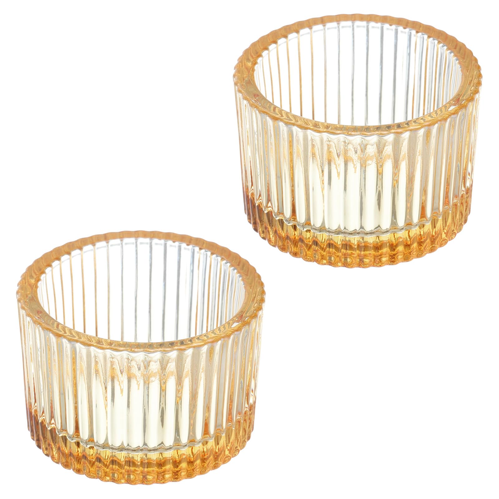 PATIKIL 2 Pcs Tealight Candle Holder, Tea Lights Candle Holder Glass Votive Candle Holders Glass Candle Holders for Table Centerpiece Decor Wedding Dinner Party, Gold Tone