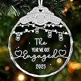 Giftelix Glass Ornament - The Year We Got Engaged - Gifts for Newly Engaged Couples - Happy Engagement Gift for Women - Fiancé Bride to Be Valentine Gifts for Him Her - 2025 Ornaments for Home Decor