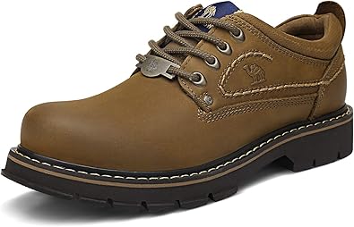 Camel Crown Men S Leather Boots Casual Lace Up Walking Utility