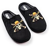 One Piece Black Logo Mule Slippers | Men's Indoor Footwear | Cartoon Character Design