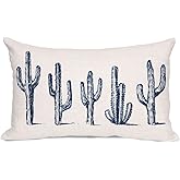 AOFANGGO Navy Blue Cactus Pillow Cover 12x20 Inch Southwestern-Inspired Throw Pillow Cover Pillowcase Decorations for Living Room Farmhouse Cushion Case