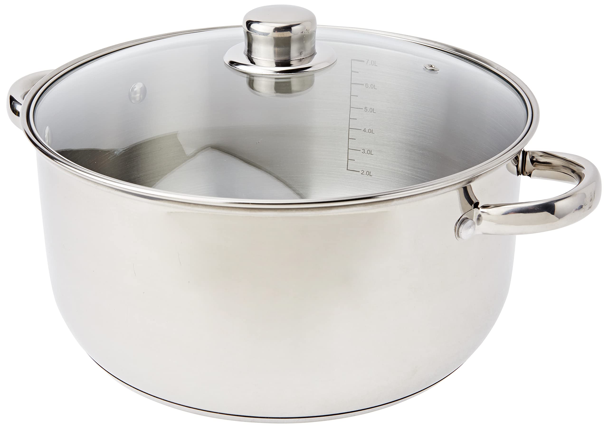 Crealys 502386 Stainless Steel Stewpot with Glass Lid 8 L Capacity 28 cm Diameter