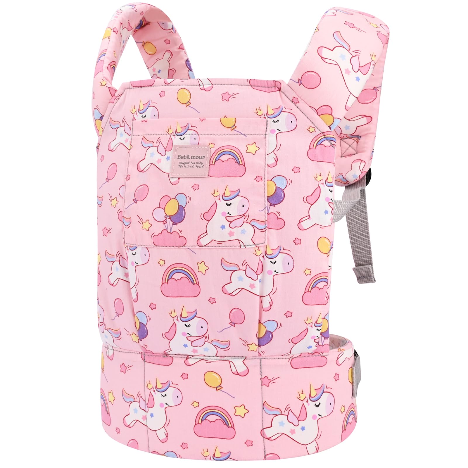 Bebamour Baby Doll Carrier for Kids Baby Doll Accesorries Storage Bag Backpack Stuffed Toys Carrier, Pink Unicorn