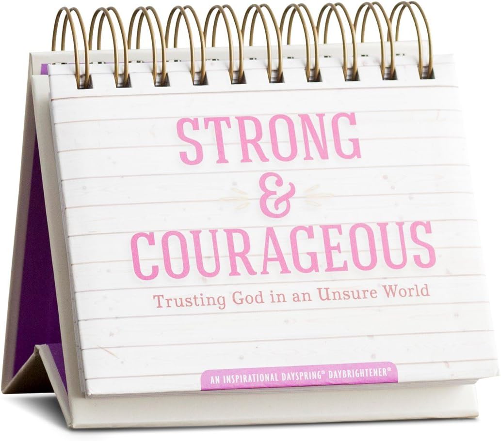 Dayspring - Strong & Courageous - Perpetual Calendar (70942), White, 5.5" x 5.25" x 1.25