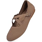 FRANK MULLY Women's Mary Jane Flats Knit Ballet Criss Cross Ankle Strap Flat Shoes