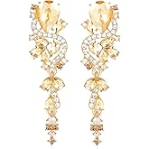 Rhinestone Statement Dangle Earrings Sparkly Crystal Bridal Wedding Earrings for Brides Bridesmaides Chandelier Teardrop Earrings for Women Prom Party