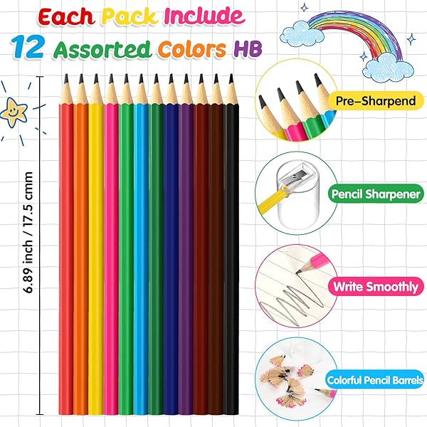 HUMYOUN 36 PACK #2 HB PENCILS BULK IN TUBE WITH SHARPENER ASSORTED COLORS WOOD-CASED PRE-SHARPENED PENCILS GIFTS FOR CHRISTMAS BACK TO SUPPLIES PRIZE PARTY FAVOR (WOODEN)