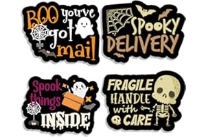 WUZYOU Halloween Business Stickers with Fragile Handle with Care, Shipping Packages Mailers Gift Boxes Labels, Cute Ghost Skeleton Design for Online Stores and Retailers, 200 PCS