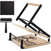 Lanties 15 x 15 in Black Printing Linocut Hand Lever Press Machine with Roller and Felt Pads for Lino Cut, Cutting Print, Linoleum Block Printmake Tool Kit for Art Student and Professional Printmakers