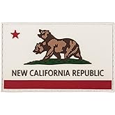 New California Republic Flag PVC Patch - Hook and Loop, 3.5 x 2.5 inches