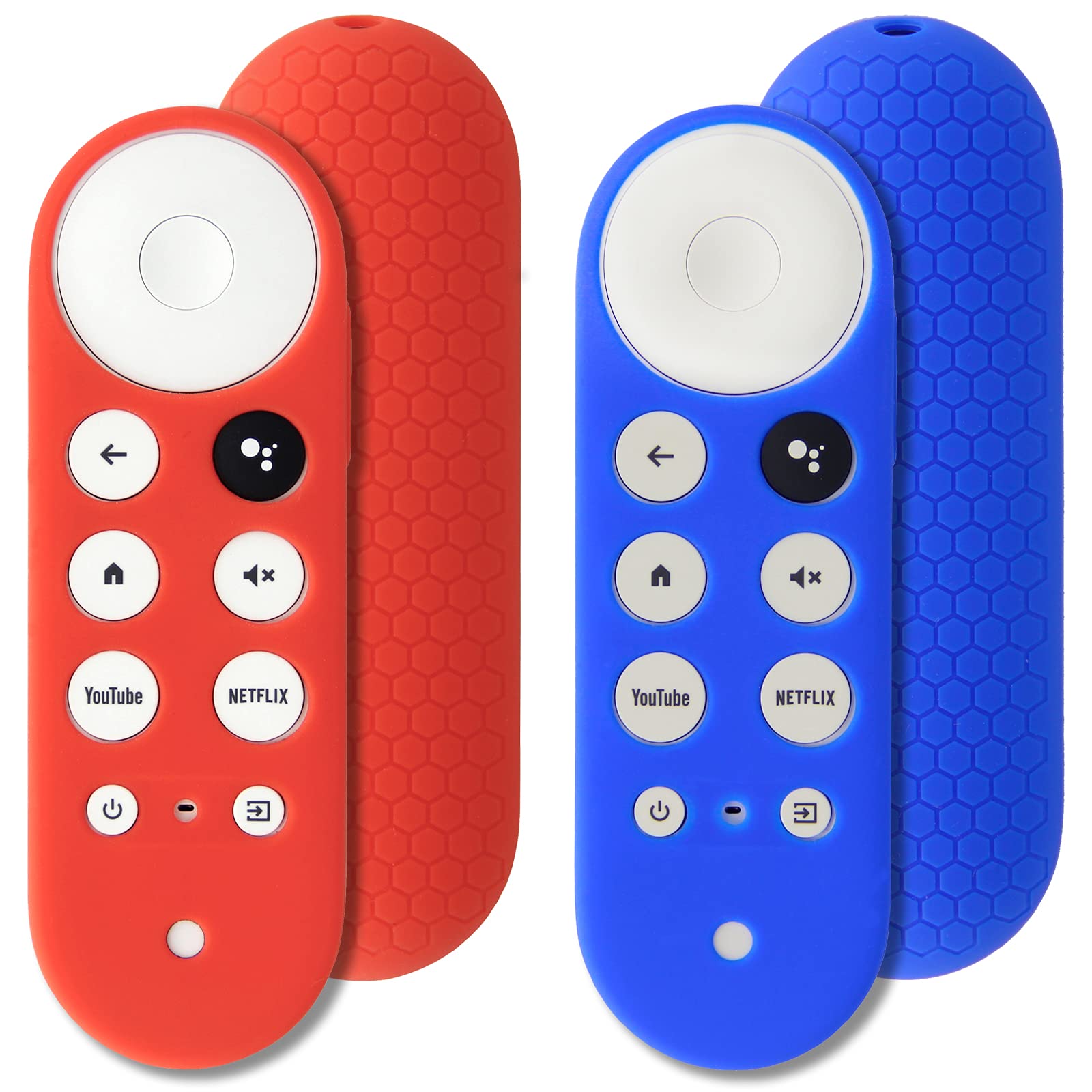 2pcs Protective Covers Compatible for Chromecast with Google TV Voice Remote, Pinowu Anti Slip Remote Case Compatible for 2020 Chromecast Remote Control (Blue & Red) โ image 1