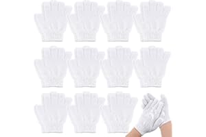 Ramede 30 Pair Exfoliating Glove Double Sided Exfoliating Bath Gloves Pack Nylon Colorful Shower for Men Women Beauty Spa Massage Shower Deep Clean Body Skin Bathing Scrubber Disposable(White)