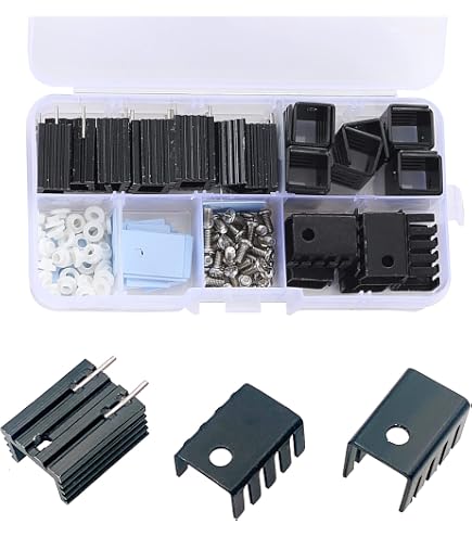12x TO-220 Kühlkörper-Sets Inkl. Isolator – Für LM317, L78XX, IRF MOSFETs (20x15x10 Mm)
