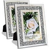 Crush Diamond Mirror Photo Frame In Bling Sparkle Crystal Silver Glass Finish, For Picture Size 4x6 inch, Pack of 2 Piece, ta