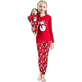 Babyroom Girls Matching Doll&Toddler 4 Piece Cotton Pajamas Toddler Christmas Sleepwear