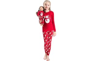Babyroom Girls Matching Doll&Toddler 4 Piece Cotton Pajamas Toddler Christmas Sleepwear