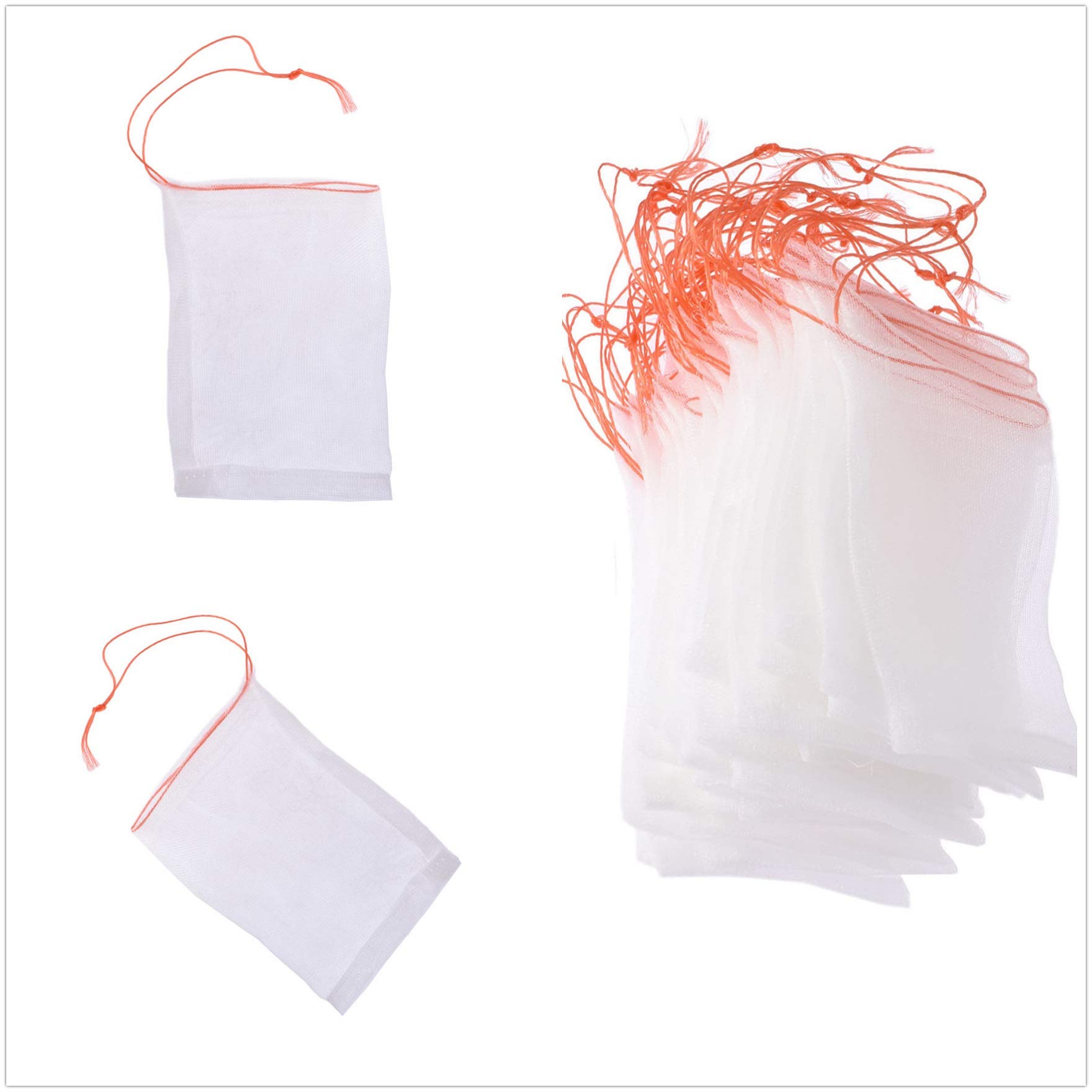 AISENPARTS 100pcs Garden Plant Protection Bag Reusable Mesh Netting Barrier Bags with Drawstring Protecting Flowers Fruits Vegetables Against Insect Pest Bird (5.9x3.9in)