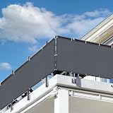LOVE STORY HDPE Balcony Privacy Screen 0.9 x 5m Charcoal UV Protection Wind view 2