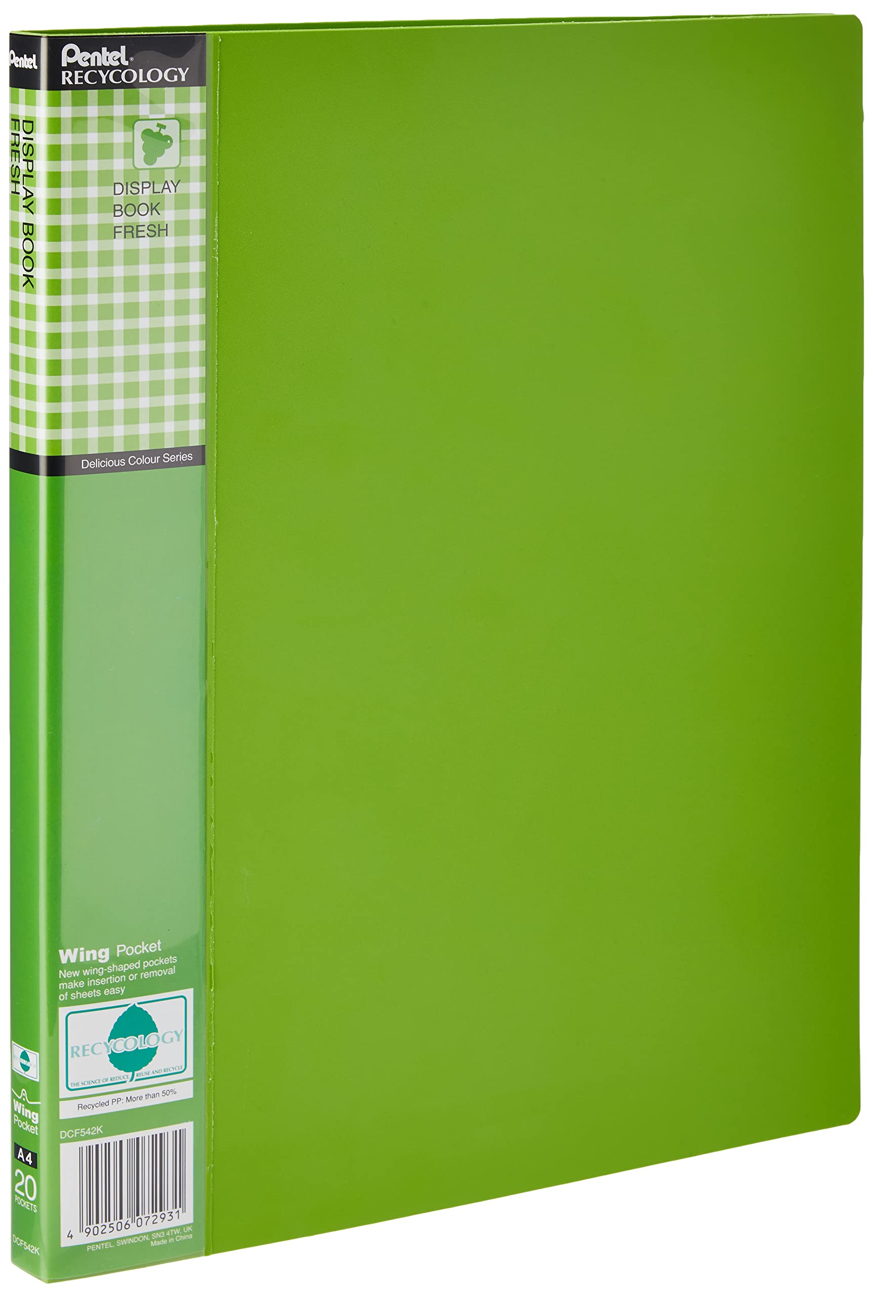 Pentel Display Book Fresh Folder, Light Green, A4 20 Pockets, 1 x Folder