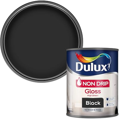 Dulux Non Drip Gloss Paint for Wood and Metal Black 750 ml
