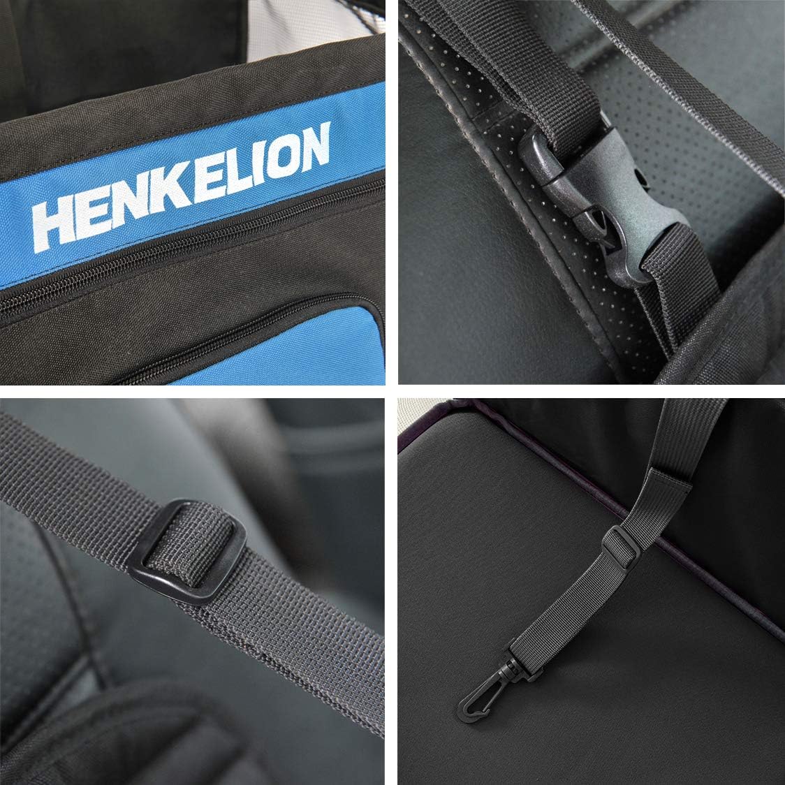 Henkelion Pet Dog Booster Seat, Deluxe Pet Booster Car Seat for Small Dogs Medium Dogs, Reinforce Metal Frame Construction, Portable Waterproof Collapsible Dog Car Carrier with Seat Belt - Black : Pet Supplies