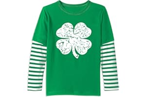 BESSERBAY Unisex Kids St Patrick's Mardi Gras Stripe Patchwork Long Sleeve Carnival Shirt 4-14 Years