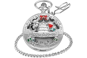 Realpoo Animal Patch Pocket Watch, Carved Animal Design Patch Pocket Watch for Men, Men's Pocket Watch with Waist Chain