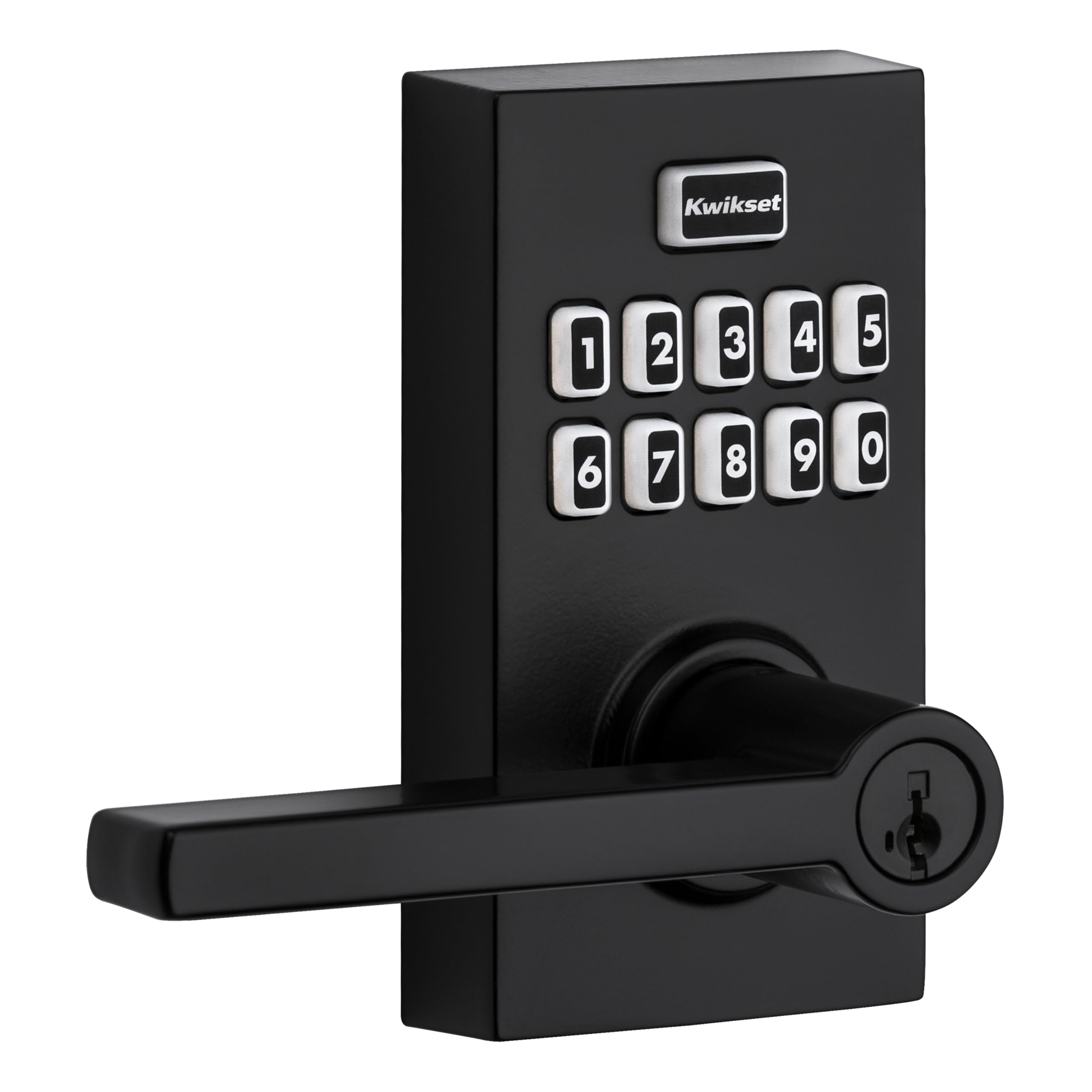 Photo 1 of Kwikset 99170-004 SmartCode 917 Keypad Keyless Entry Contemporary Residential Electronic Lever Lock Deadbolt Alternative with Halifax Door Handle and SmartKey Security, Matte Black