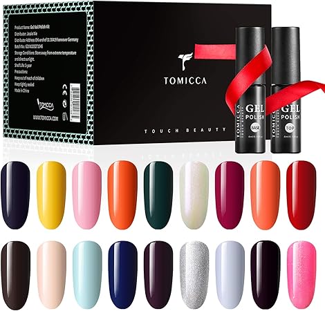 Amazon Tomicca ジェルネイル カラー 18色セット トップコートとベースコート付き 色持ち良い 初心者用カラージェルト セットc Tomicca トップコート 通販