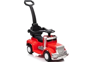 Outfunny 3-in-1 Ride on Push Car for Toddler with Handle, Toddler Ride on Toy for Girls Aged 1-3, Stroller Sliding Walking Car w/Music, Horn and Lights - Red