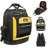 AIRAJ Heavy Duty Tool Backpack, 17 Inch Tool Bag Backpack,Durable Tool Bags | Back Pack with Waterproof Molded Hard Base, Reinforced Stitching, Waist-Support, Work Backpack for Electrician, Construction