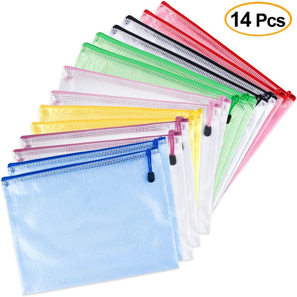 TUPARKA A5 Plastic Zip Wallets PVC Ziplock Bag Mesh Document Bags for