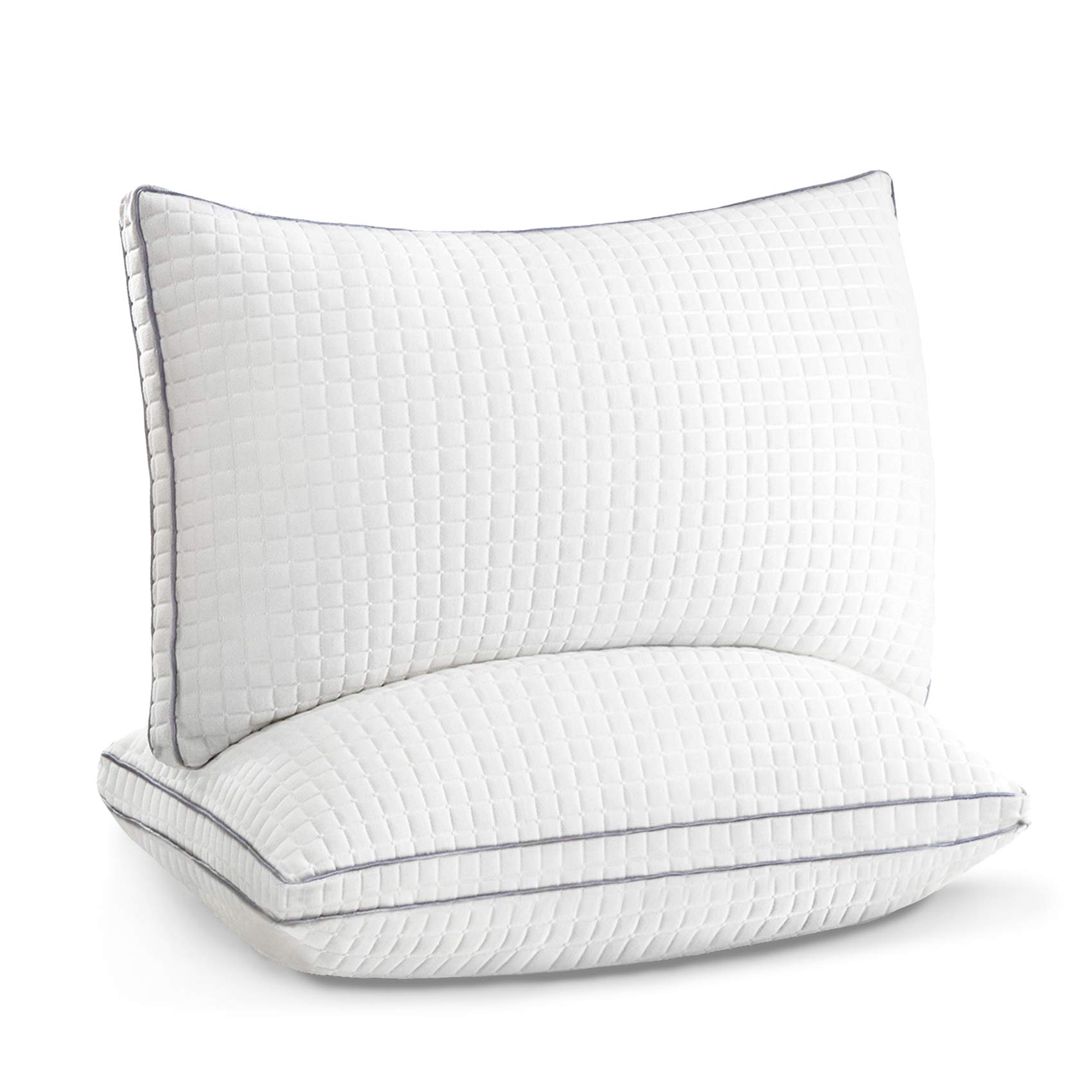 Pillows for Sleeping 2 Pack, Hotel Down Alternative Sleeping Bed Pillows with Adjustable Plush Fiber Fill, Soft Firm Standard Pillows for Back, Stomach, Side Sleepers-Standard Size 20 x 26