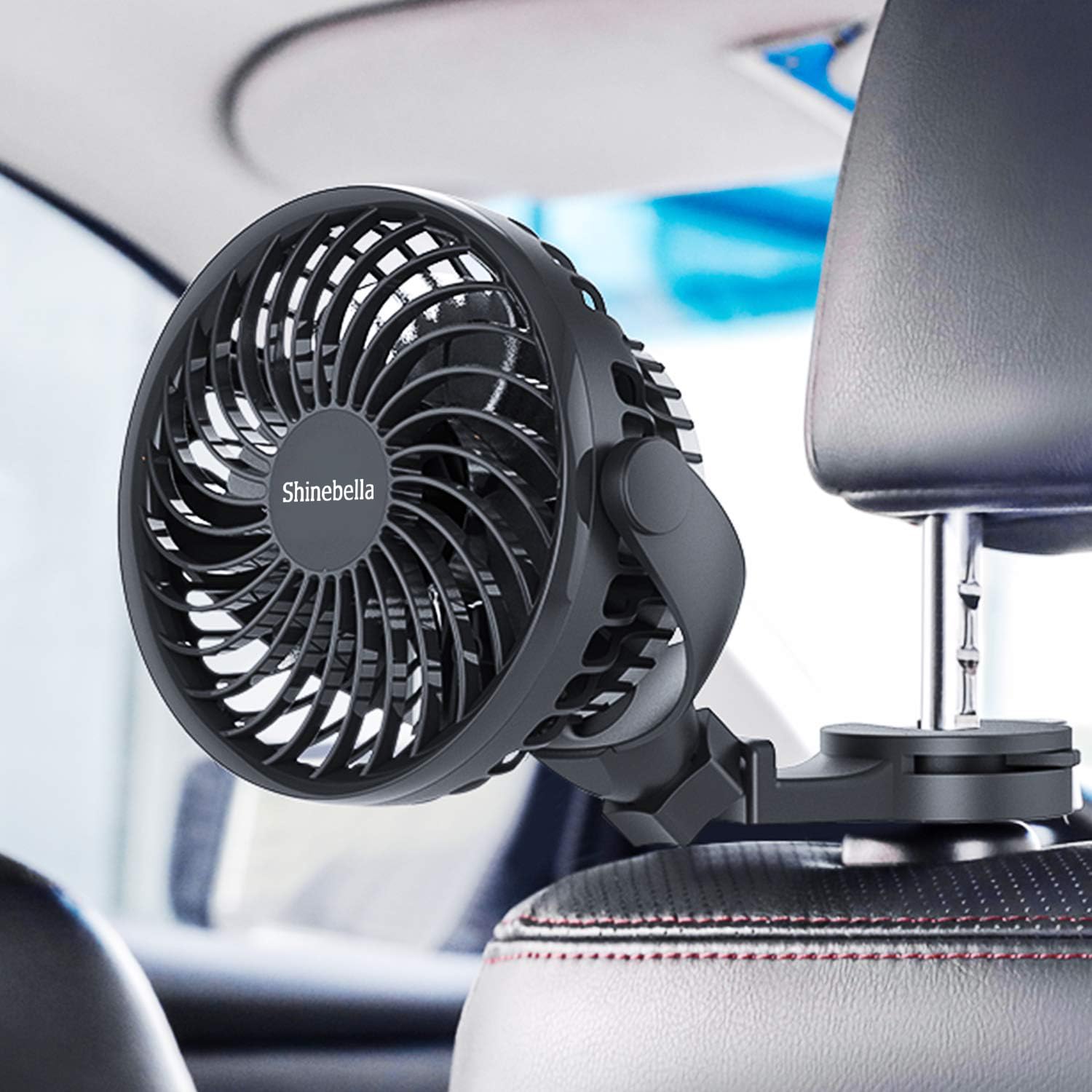 Shinebella Car Clip Fan with Rechargeable Battery - 5