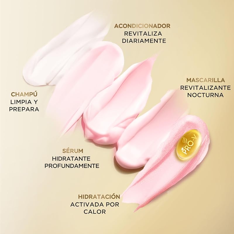 A Pro-V Hydra Revitaliza a Máscara Protetora de Queratina 300ml para cabelo extremamente seco. Nutre até 8 camadas de profundidade e retém a humidade. Fórmula Pro-V e Active Nutri-Plex