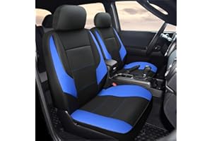 GIANT PANDA Front Car Seat Cover Custom Fit Toyota Tacoma 2016 2017 2018 2019 2020 2021 2022 2023 2024 Double & Crew Cab SR, SR5, Limited, TRD Pro, TRD Sport, TRD Off-Road, Faux Leather (Black+Blue)