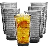 AKMQYM Acrylic Clear Highball Plastic Cups | Plastic Reusable Tumblers 22oz (Set of 6) | Stackable | BPA-free Tumblers | Shatterproof | Top-rack Dishwasher Safe