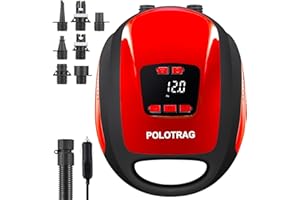 Polotrag Paddle Board Pump, SUP Electric Pump, Professional 20 PSI Portable Air Compressor with Auto-Off, Deflation Function and 12V DC Car Cigarette Lighter for Inflatables, Kayaks and Boats