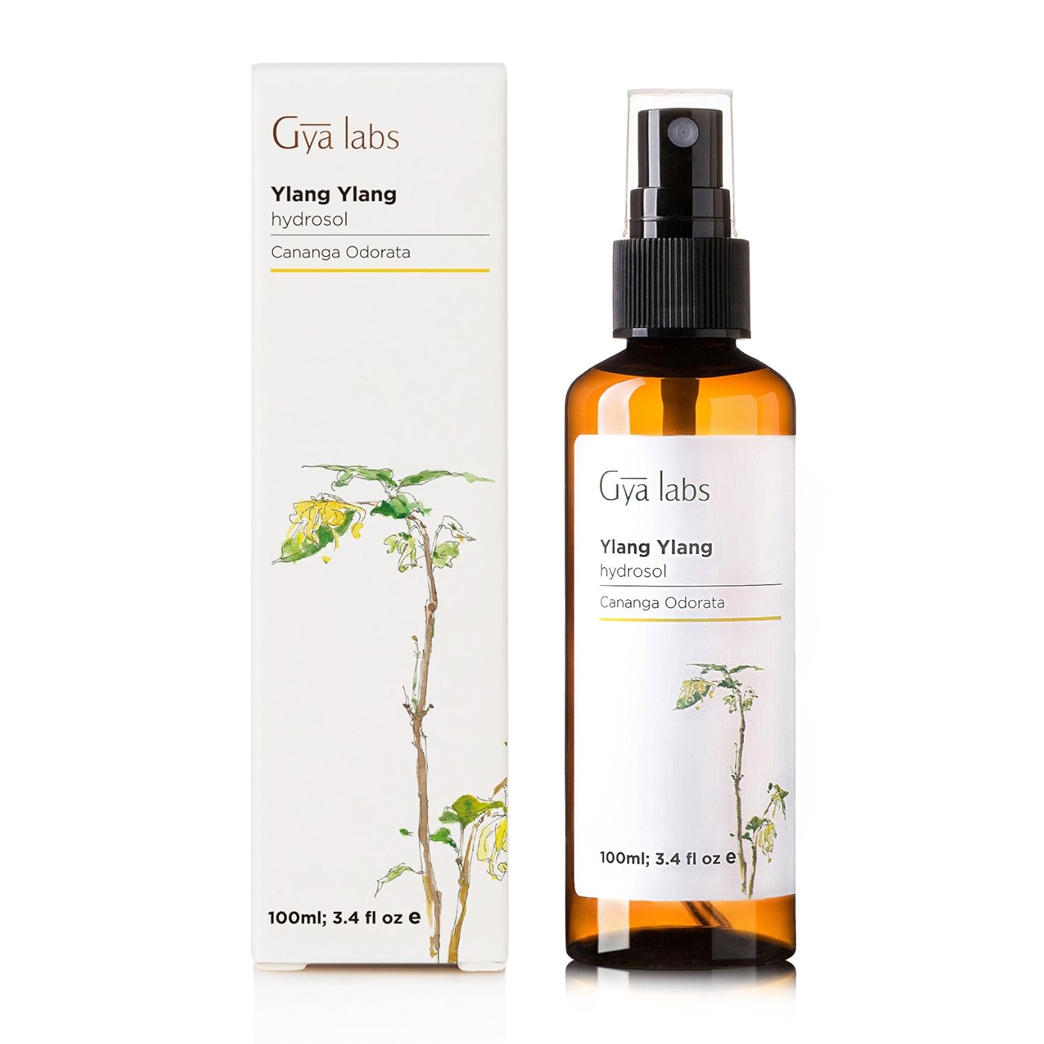 Ylang Ylang Spray - 100% Pure and Natural Hydrosol Water for Face and Body (3.4 fl oz) - Gya Labs