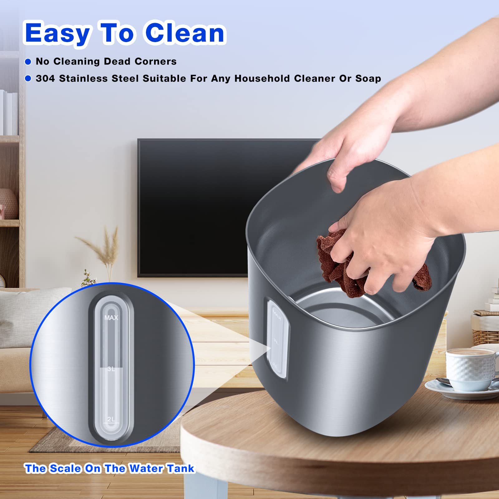 4L Ultrasonic Cool Mist Humidifier with 304 Stainless Steel Tank, Auto Humidity Control, Night Light, and Timer - For Large Rooms and Baby
