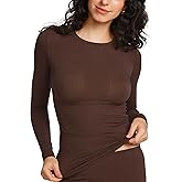 SOULVOR Natrelax Long Sleeve Shirts for Women Modal Ribbed Going Out Tops Crewneck Sleep Pajamas Tight Casual T-Shirts