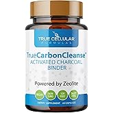 Gut Detox &amp; Liver Cleanse - Organic Activated Charcoal Capsules with Clinoptilolite Zeolite Binder - TrueCarbonCleanse&trade; Carbon Supplement - 60 Bamboo Charcoal Pills - Vegan, Non-Toxic, Gluten Free