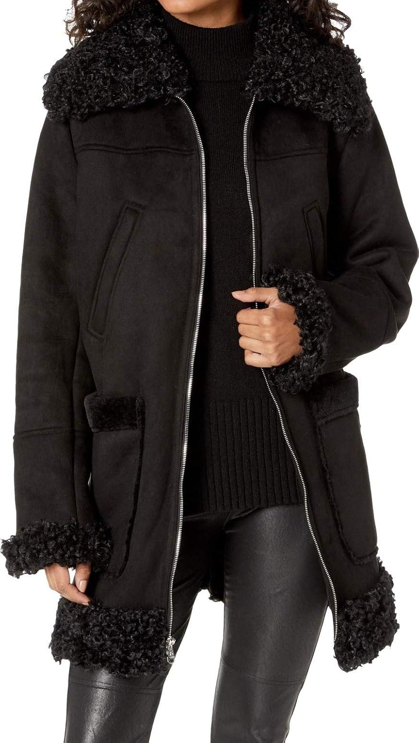 Sam Edelman Womens Faux Shearling Winter Faux Fur Coat Amazon.ca